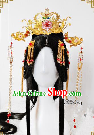 Traditional Handmade Chinese Ancient Classical Hair Accessories Complete Set Palace Lady Phoenix Coronet, Wedding Hairpins Hair Sticks Hair Jewellery Hair Fascinators for Women
