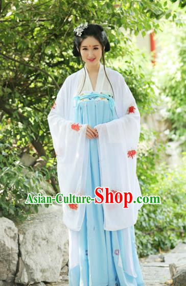 Traditional Chinese Hanfu Han Dynasty Princess Embroidery Chrysanthemum Costume Wide Sleeve Cardigan, Elegant Hanfu Clothing Chinese Ancient Dress for Women