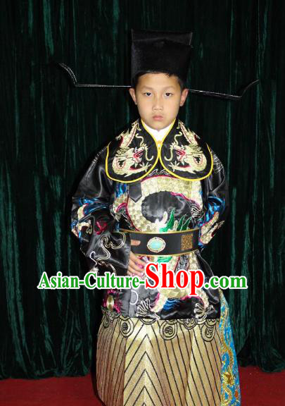 Top Grade Professional Beijing Opera Costume Embroidered Robe, Traditional Ancient Chinese Peking Opera Royal Highness Embroidery Gwanbok Clothing for Kids