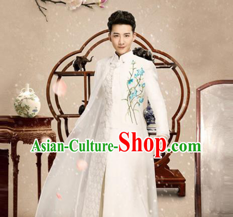 Traditional Chinese Nobility Childe Costume, Elegant Hanfu Clothing Chinese Ancient Republic of China Young Master Embroidery Robe Clothing