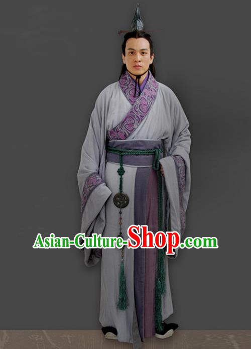 Traditional Chinese Ancient Minister Costume, Elegant Hanfu Clothing Chinese Ancient Qin Dynasty Prince Embroidery Robe Clothing