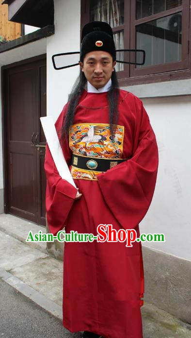 Top Grade Professional Beijing Opera Costume Ming Dynasty Minister Embroidered Robe, Traditional Ancient Chinese Peking Opera Embroidery Gwanbok Clothing