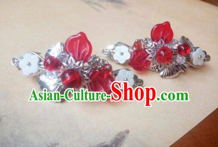 Traditional Handmade Chinese Ancient Classical Hanfu Hair Accessories Palace Lady Red Bead Hair Claw, Princess Hairpins Hair Stick Headwear for Women