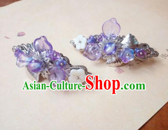 Traditional Handmade Chinese Ancient Classical Hanfu Hair Accessories Palace Lady Long Purple Hair Stick, Princess Hairpins Hair Claw Headwear for Women