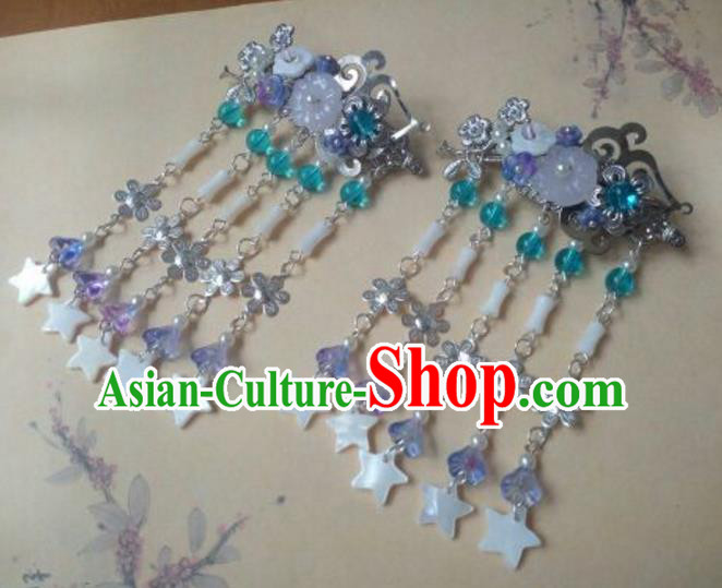 Traditional Handmade Chinese Ancient Classical Hair Accessories Hairpins Stars Tassel Hair Comb for Women