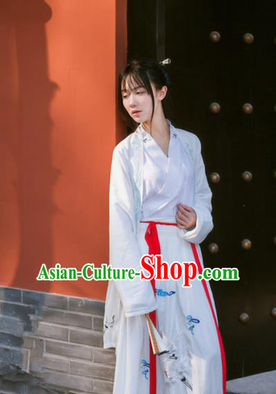 Traditional Ancient Chinese Song Dynasty Young Lady Fairy Costume, Elegant Hanfu Clothing Chinese Princess Embroidered Clothing for Women