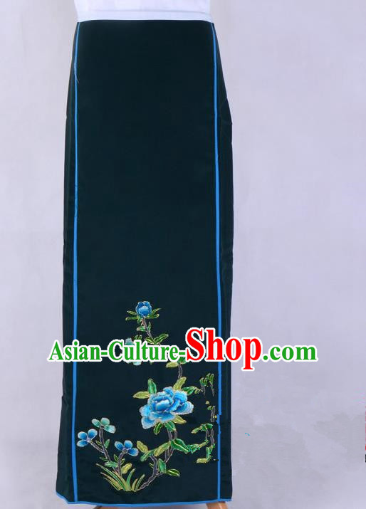 Top Grade Professional Beijing Opera Diva Costume Embroidered Skirt, Traditional Ancient Chinese Peking Opera Princess Embroidery Pleated Skirt