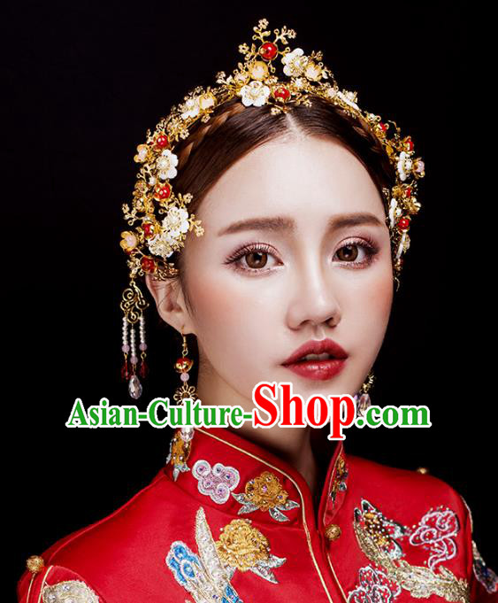 Aisan Chinese Handmade Classical Hair Accessories Tassel Phoenix Coronet Complete Set, China Xiuhe Suit Step Shake Hairpins Wedding Headwear for Women