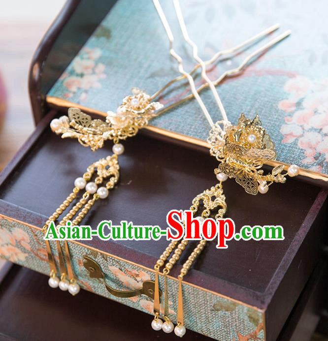 Aisan Chinese Handmade Classical Hair Accessories Tassel Butterfly Step Shake, China Xiuhe Suit Hairpins Wedding Headwear for Women