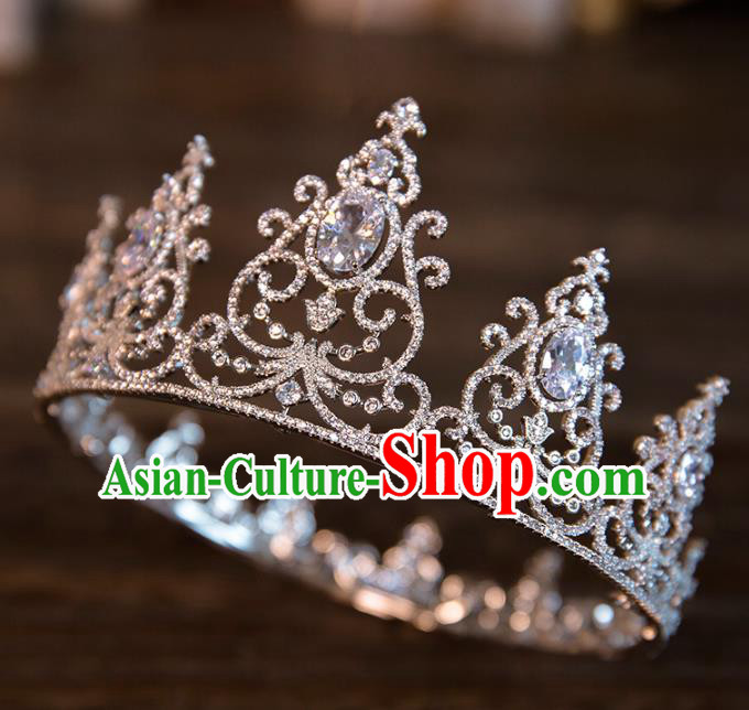 Top Grade Handmade Classical Hair Accessories Baroque Style Princess Crystal Hair Clasp Zircon Royal Crown Headwear for Women