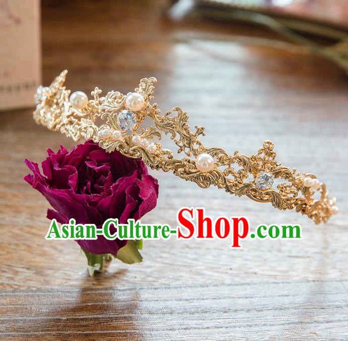 Top Grade Handmade Classical Hair Accessories Baroque Style Princess Crystal Pearls Royal Crown Headwear for Women