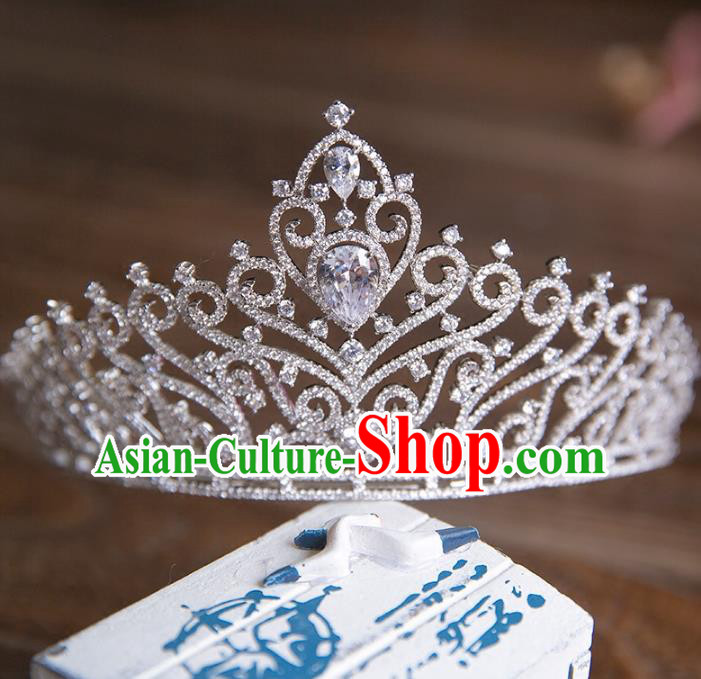 Top Grade Handmade Classical Hair Accessories Royal Crown, Baroque Style Princess Crystal Hair Clasp Headwear for Women