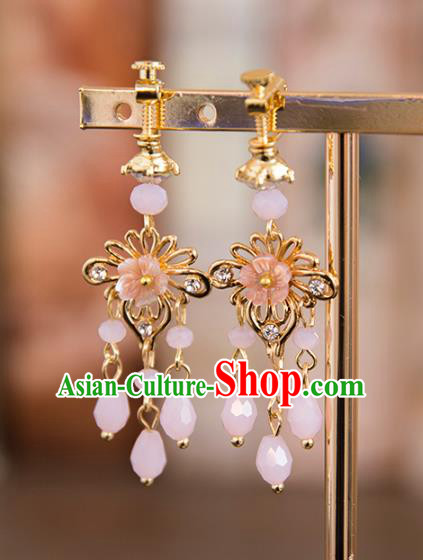 Aisan Chinese Handmade Classical Accessories Hanfu Pink Beads Earrings Wedding Headwear for Women