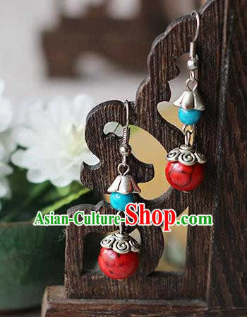 Chinese Handmade Classical Accessories Hanfu Red Tassel Earrings, China Xiuhe Suit Wedding Eardrop for Women