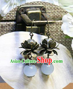 Chinese Handmade Classical Accessories Hanfu Lotus Earrings, China Xiuhe Suit Tassel Eardrop for Women