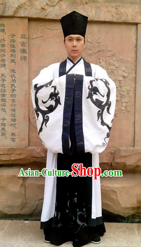 Traditional Oriental China Han Dynasty Costume Ancient Officer Gwanbok Cloak and Long Robe for Men