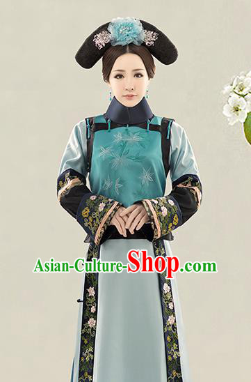 Traditional Ancient Chinese Imperial Consort Costume, Chinese Qing Dynasty Manchu Lady Dress Clothing for Women