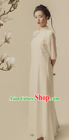 Traditional Ancient Chinese Republic of China Qipao Costume, Chinese Manchu Young Lady Embroidered Cheongsam for Women
