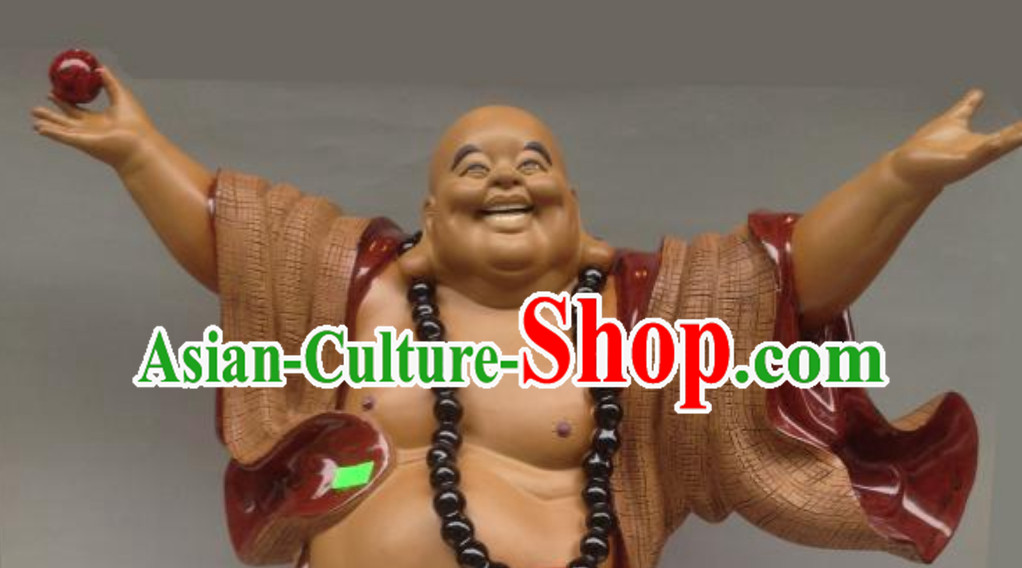 Chinese Shiwan Porcelain Figurine -Wise and Happy Monk Who Hugs All