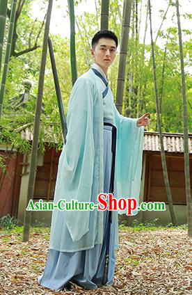 Traditional Chinese Ancient Hanfu Costumes, Asian China Jin Dynasty Embroidery Cardigan Blouse and Skirts for Men
