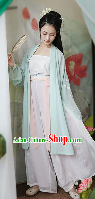 Traditional Chinese Ancient Hanfu Princess Costume Green Cardigan, Asian China Song Dynasty Palace Lady Embroidered Clothing for Women