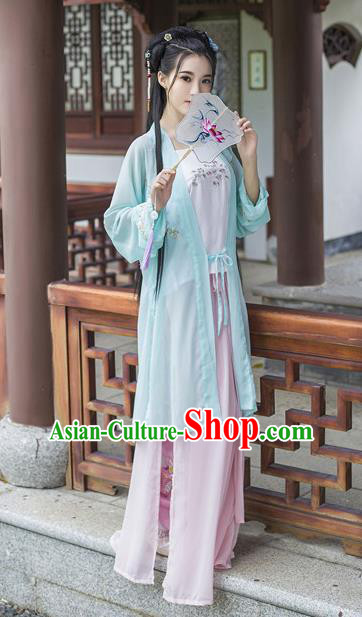 Traditional Chinese Ancient Palace Lady Costume, Asian China Song Dynasty Royal Princess Embroidered Blouse and Pants for Women