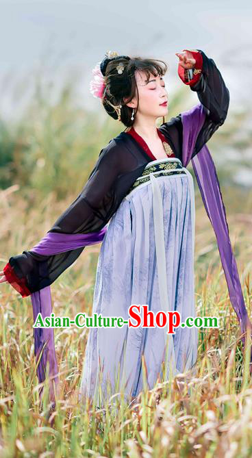 Traditional Chinese Ancient Palace Lady Costume, Asian China Tang Dynasty Imperial Concubine Embroidered Slip Skirts for Women