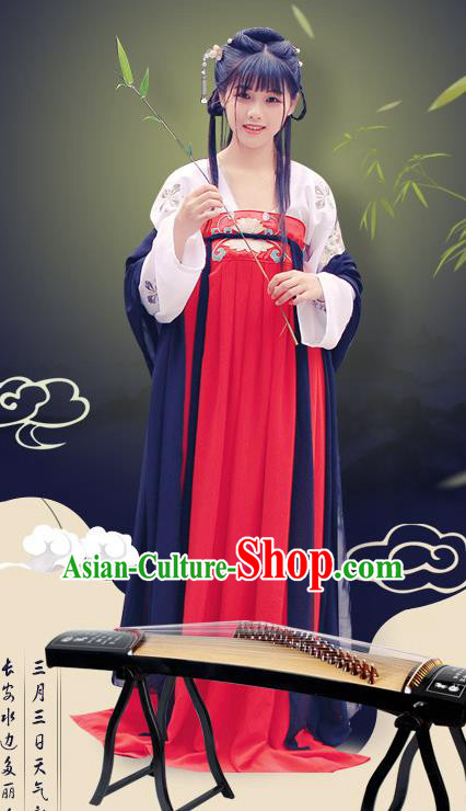 Traditional Chinese Ancient Palace Lady Costume, Asian China Tang Dynasty Princess Embroidered Slip Skirt for Women