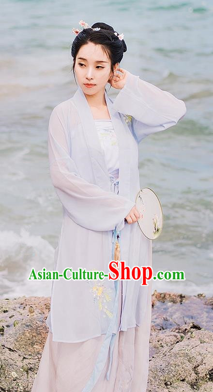 Traditional Chinese Ancient Palace Lady Costume, Asian China Song Dynasty Princess Embroidered BeiZi Blouse and Skirts for Women
