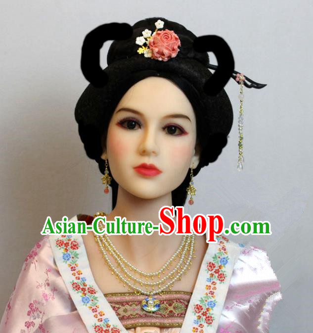 Traditional Handmade Chinese Hair Accessories Palace Lady Tassel Hairpins Complete Set, China Tang Dynasty Princess Headwear for Women