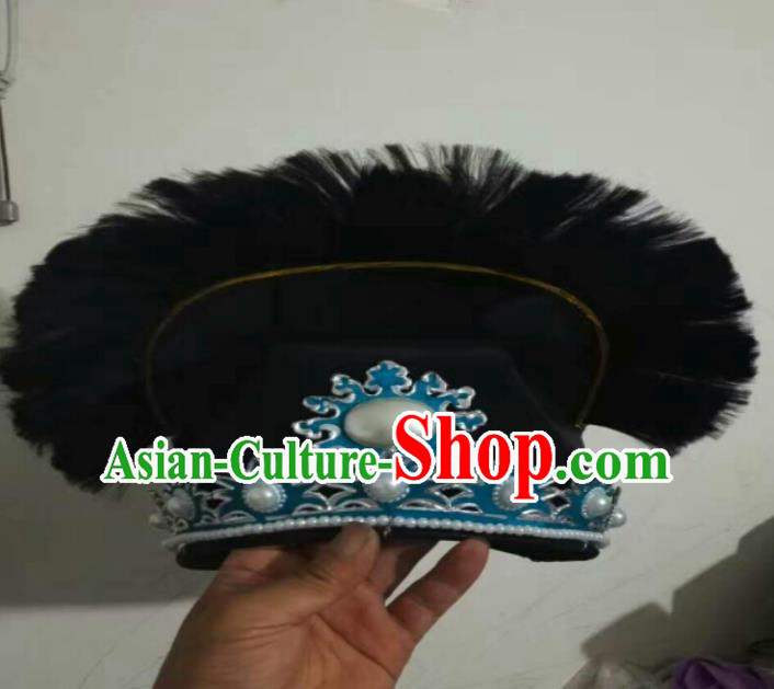 Traditional Chinese Peking Opera Old Men Black Hats, China Ancient Beijing Opera Ministry Councillor Headwear for Men