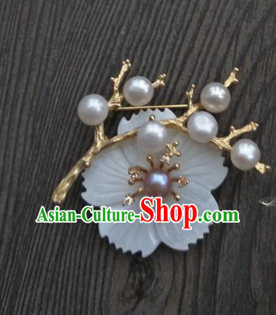 Traditional Handmade Chinese Accessories Pearls Brooch, China Ancient Tang Dynasty Palace Lady Hanfu Breastpin for Women