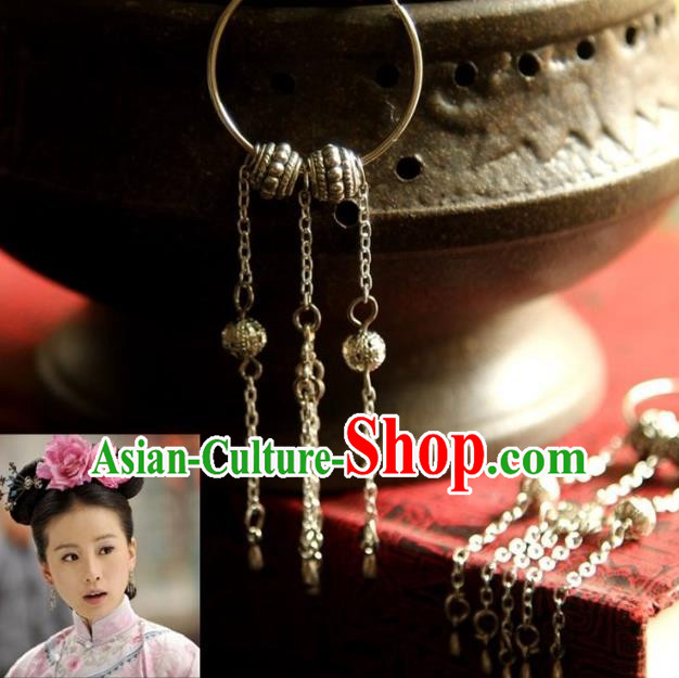 Traditional Handmade Chinese Hanfu Accessories Earrings, China Ancient Palace Lady Tassel Eardrop for Women