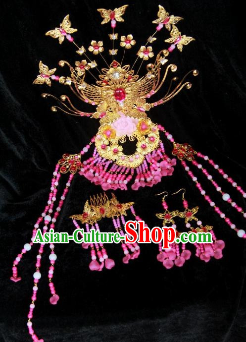 Traditional Handmade Chinese Tang Dynasty Princess Hair Accessories Headwear, China Ancient Imperial Concubine Phoenix Coronet Hairpins
