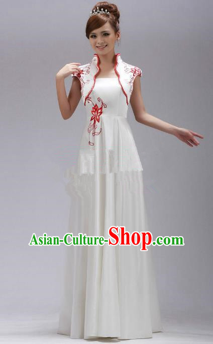 Traditional Chinese National Young Lady Qipao Costume, China Red Embroidered Cheongsam Dress for Women