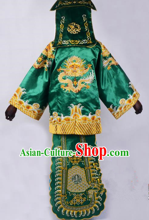 Traditional China Beijing Opera Takefu Imperial Bodyguard Green Costume, Ancient Chinese Peking Opera Wu-Sheng Warrior Embroidery Clothing
