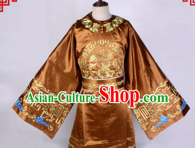 Top Grade Professional Beijing Opera Niche Costume Officer Golden Embroidered Robe, Traditional Ancient Chinese Peking Opera Embroidery Gwanbok Clothing