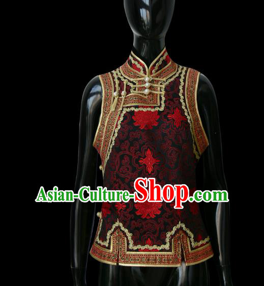 Traditional Chinese Mongol Nationality Dance Costume Mongolian Vest, Chinese Mongolian Minority Nationality Royal Highness Embroidery Waistcoat for Men
