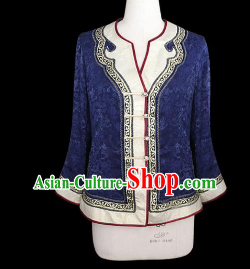 Traditional Chinese Mongol Nationality Dance Costume Mongolian Clothing, Chinese Mongolian Minority Nationality Young Lady Embroidery Blouse for Women