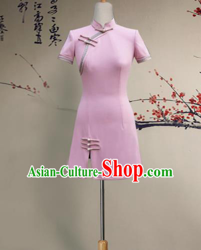 Top Grade Asian Costumes Classical Chinese Cheongsam, Traditional China National Qipao Pink Dress for Women