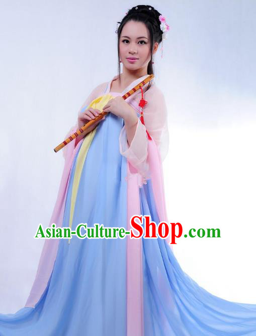 Traditional Ancient Chinese Young Lady Costume Embroidered Blouse and Skirt Complete Set, Elegant Hanfu Chinese Tang Dynasty Imperial Princess Clothing for Women