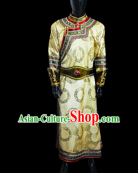 Traditional Chinese Mongol Nationality Dance Costume Wedding Clothing, Chinese Mongolian Minority Nationality Bridegroom Mongolian Robe for Men