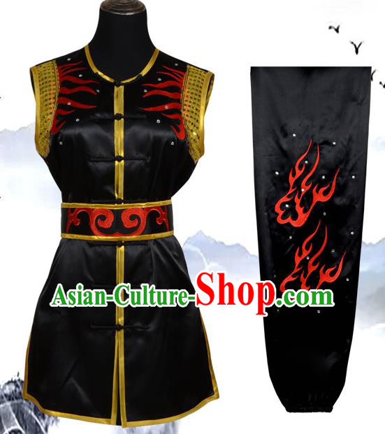 Top Kung Fu Costume Martial Arts Costume Kung Fu Training Black Uniform, Gongfu Shaolin Wushu Embroidery Tai Ji Clothing for Women