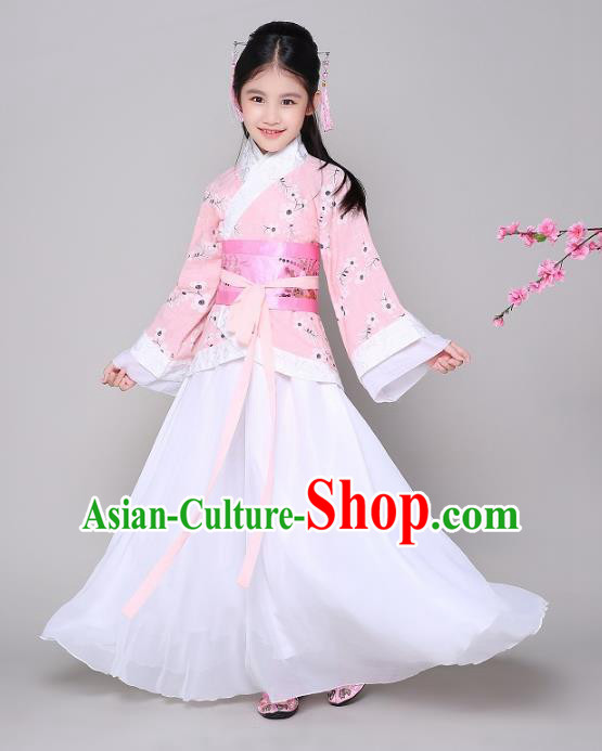 Traditional Chinese Ancient Princess Hanfu Clothing, China Han Dynasty Palace Lady Costume for Kids