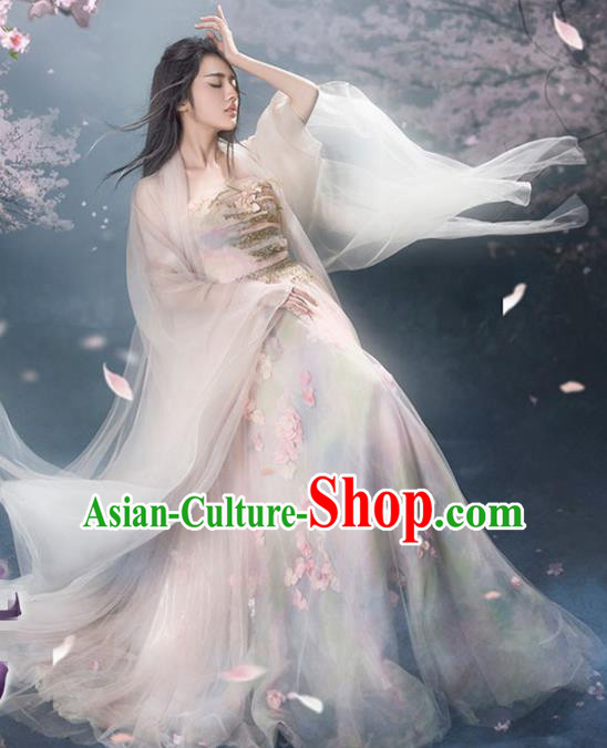Traditional Chinese Tang Dynasty Princess Costume, China Ancient Palace Lady Fairy Hanfu Embroidered Dress for Women