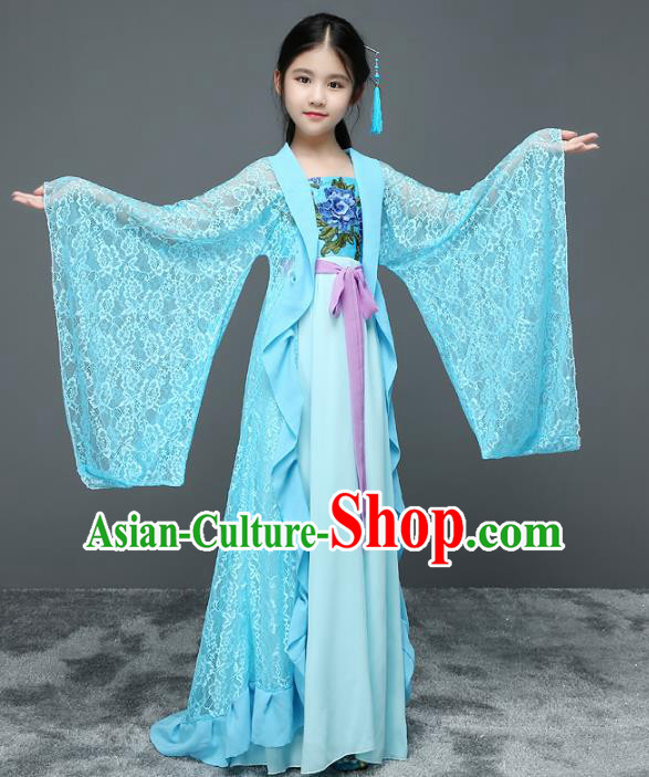 Traditional Chinese Tang Dynasty Palace Princess Costume Ancient Palace Lady Trailing Dress for Kids