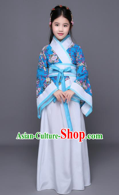 Traditional Chinese Han Dynasty Children Costume Ancient Palace Princess Hanfu Dress Clothing for Kids