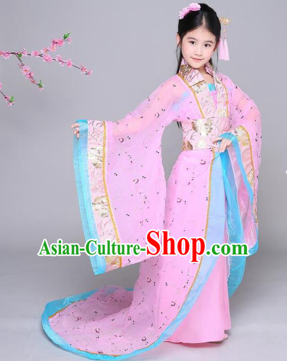 Traditional Chinese Tang Dynasty Imperial Concubine Costume, China Ancient Palace Lady Hanfu Clothing for Kids