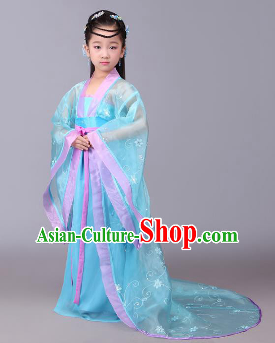 Traditional Chinese Tang Dynasty Royal Princess Costume, China Ancient Fairy Palace Lady Hanfu Dress Clothing for Kids