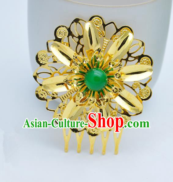 Traditional Handmade Chinese Classical Hair Accessories Golden Hair Comb Hairpins for Women